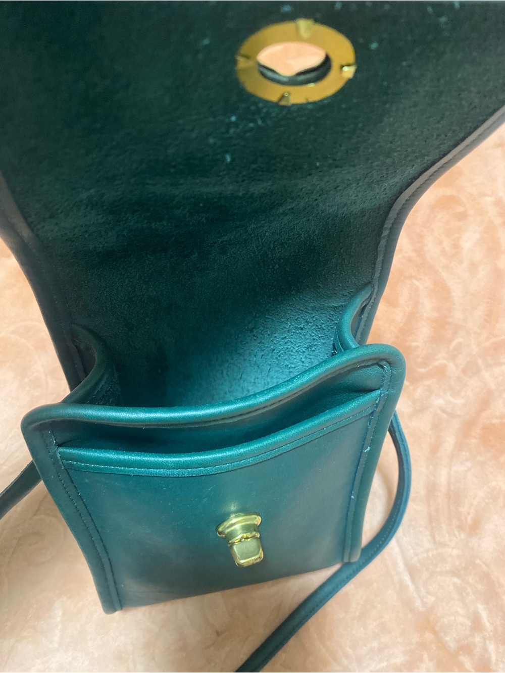 Rare Vintage Coach Forest Green Scooter Leather Crossbody Bag 9893 - Picture 3 of 16